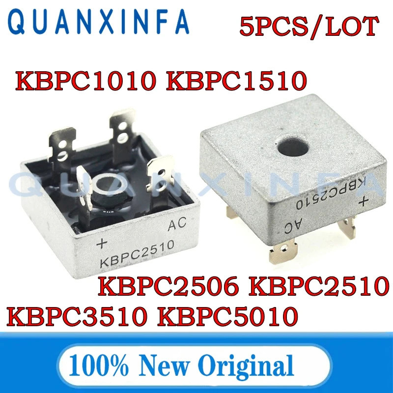 5 Pcs KBPC1510 KBPC1010 KBPC2506 KBPC2510 KBPC3510 KBPC5010 10A/15A/25A/35A/50A Ponte Retificadora 1000V Pilha De Em Est