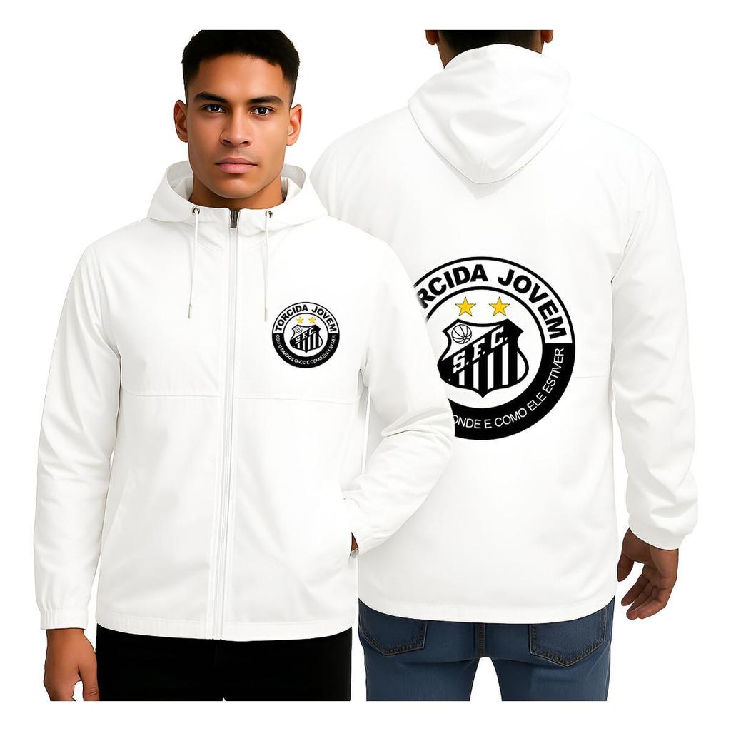 Corta Vento Impermeável Jaqueta Bomber Torcida Jovem Santos Time Toque Macio Leve Confortável Envio Rapido