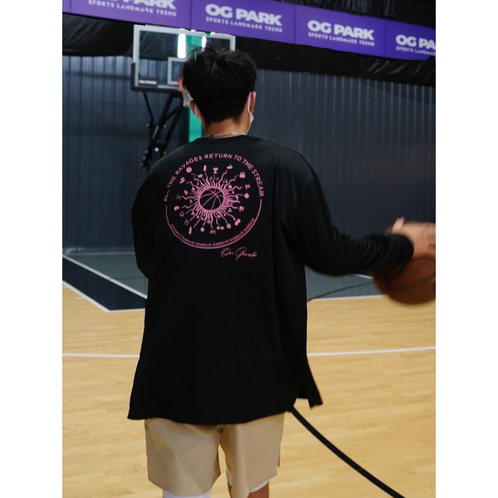 Primavera outono de secagem rápida esportes de manga comprida masculino solto respirável esportes estudantes treinamento