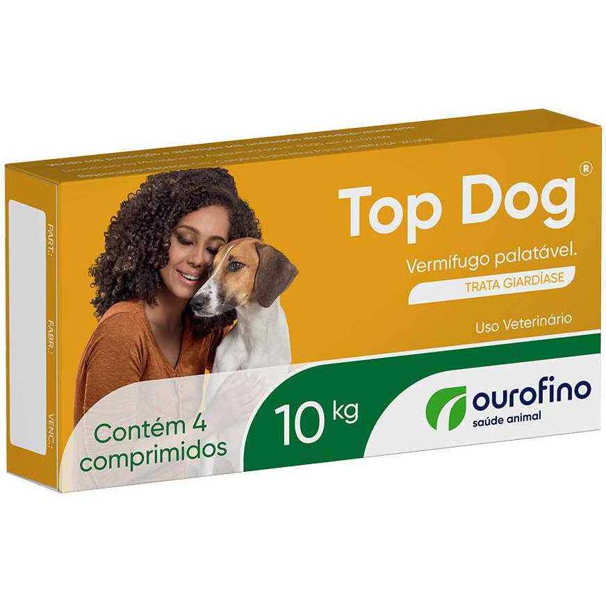Vermifugo Cães Top Dog 10kg 4 comprimidos - Vermes e Giardíase