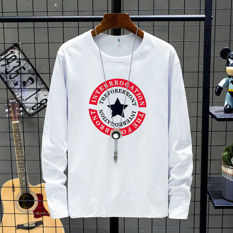 Camiseta masculina de manga comprida de outono, roupa de rua, roupas superiores soltas, roupas masculinas da moda, roupa