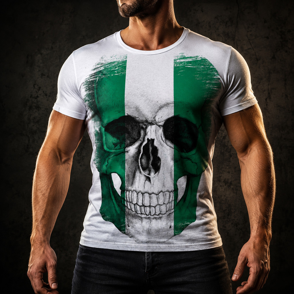 Camisa Camiseta Masculina Caveira Nigéria 1
