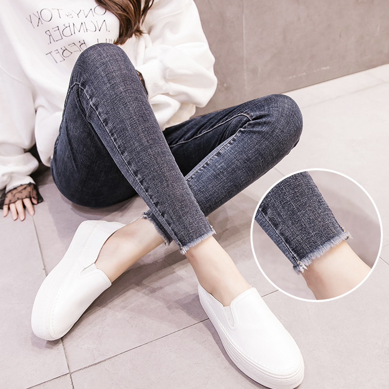 Calças de maternidade primavera outono estilo moda exterior usar Jeans calças magras moda mulheres grávidas Leggings pri