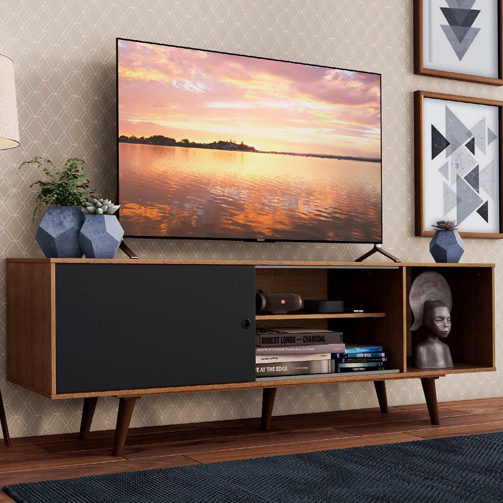 Rack para TV até 65 Polegadas com Pés Rustic/Preto/Rustic Madesa Dubai