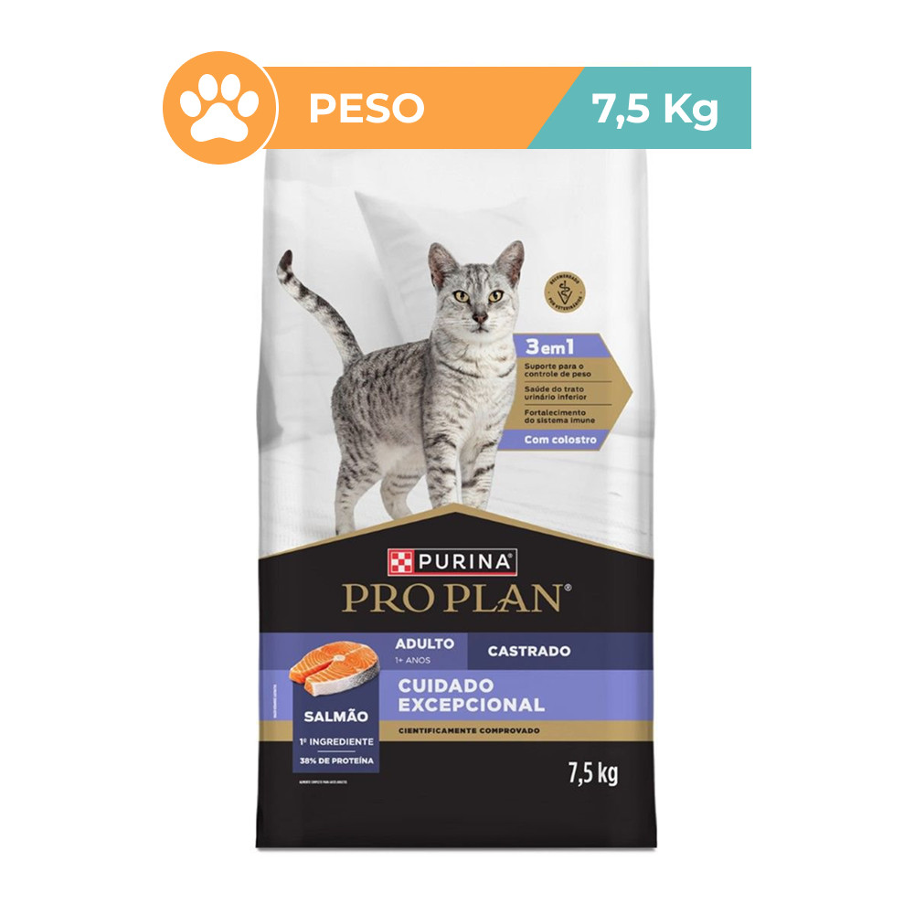 Ração Pro Plan Salmão Gatos Castrados Controle Peso 7,5kg
