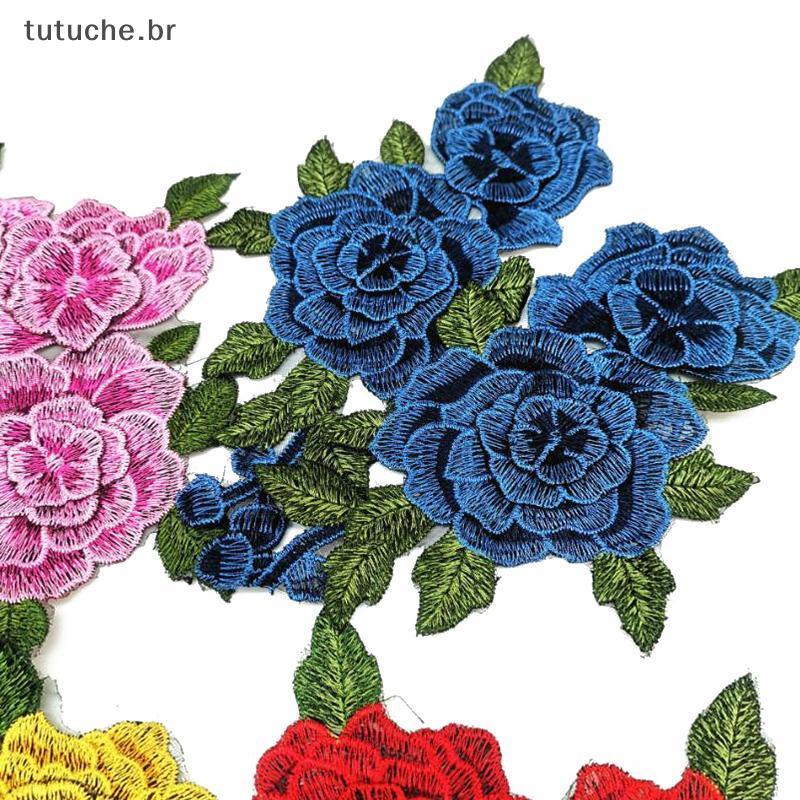 TU Elegante 3D Flor Bordado Patch Vermelho 24x13CM Grande Costura Em Apliques Para Fazer Vestido Decoração BR