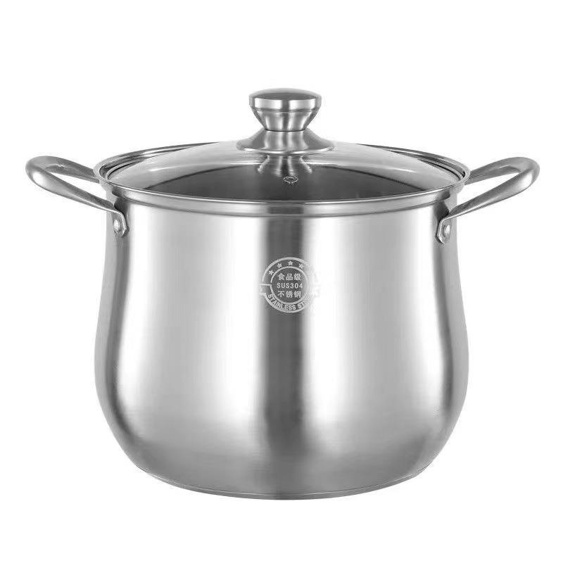 Panela de sopa alemã de aço inoxidável 304, panela pequena de gás doméstico com orelha dupla, panela de indução com guis
