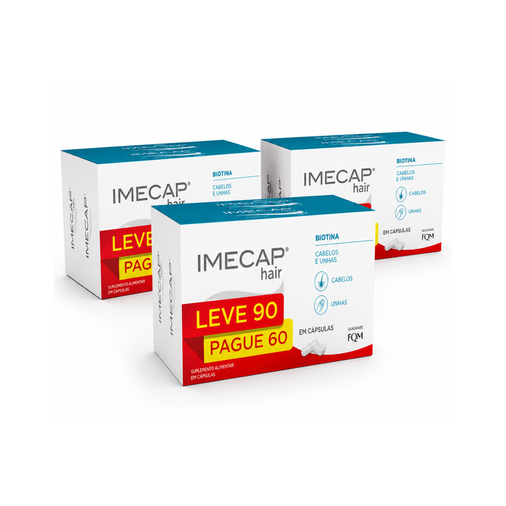 Kit 3 Imecap Hair Biotina Crescimento de Cabelos e Unhas Restauração Leve 270 Pague 180