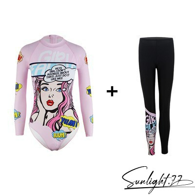 Elegante macacão feminino de manga longa estilo coreano para mergulho, roupa de banho sexy, conjunto de roupa de surf co