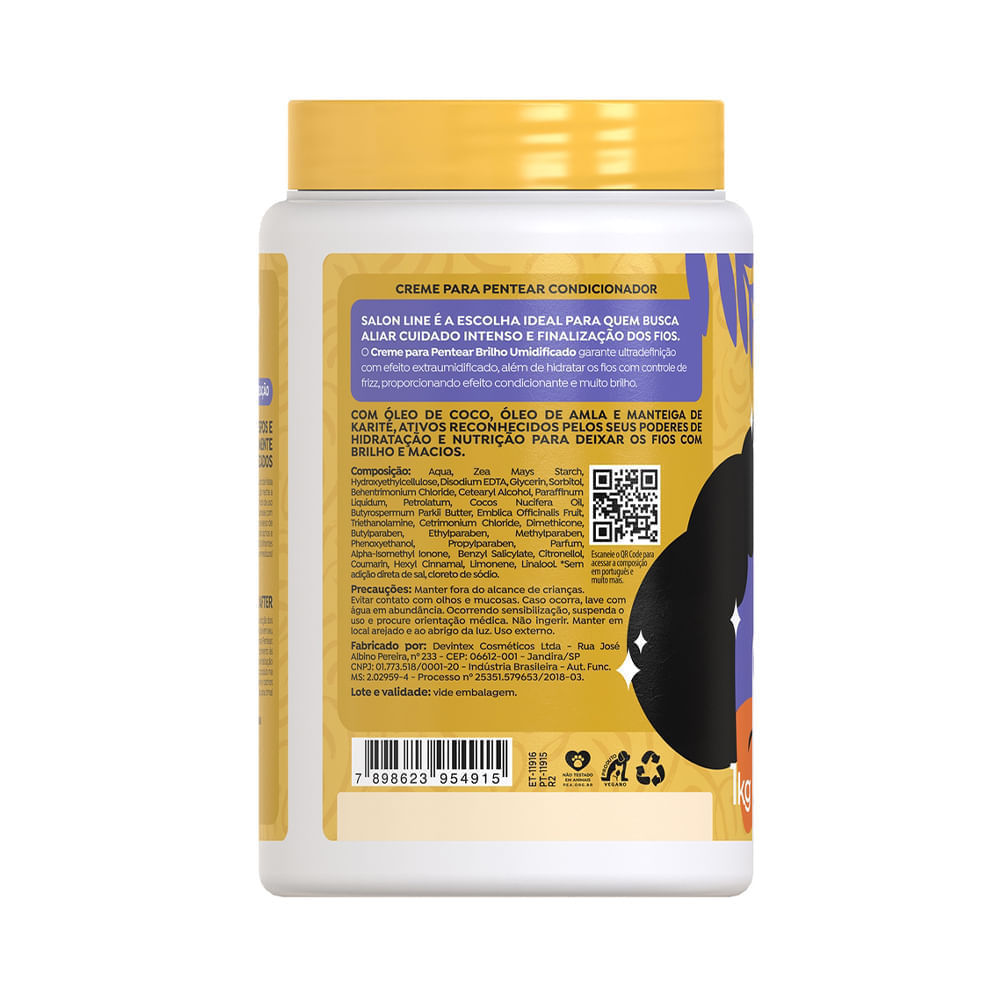 Creme Para Pentear Salon Line Brilho Umidificado 1kg