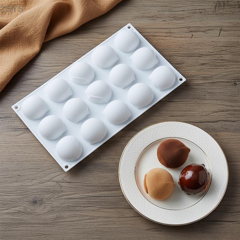 [ZSYS] Molde De Silicone De Avelã Com 15 Cavidades , Forma De Bolota De Castanha 3D Para Bolo De Mousse De Chocolate , C