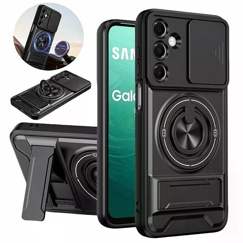 Caso Armadura Para Samsung Galaxy A07 A17 A27 A37 A57 A06 A16 A26 A36 A56 A15 A55 Suporte Magnético Anel Lente Proteger