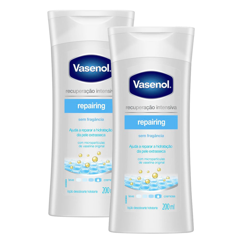Kit 2 Loção Desodorante Hidratante Vasenol Recuperação Intensiva Reparadora 200ml
