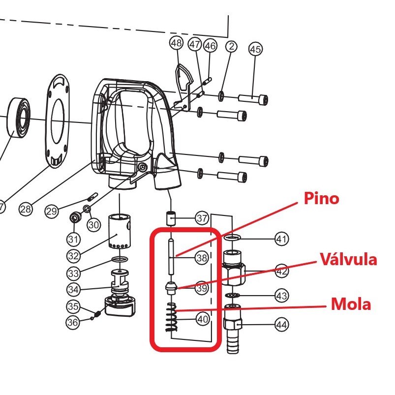Kit reparo válvula do gatilho para Chave Impacto 1 pol. até 360kgf.m — imagem 2 de 2