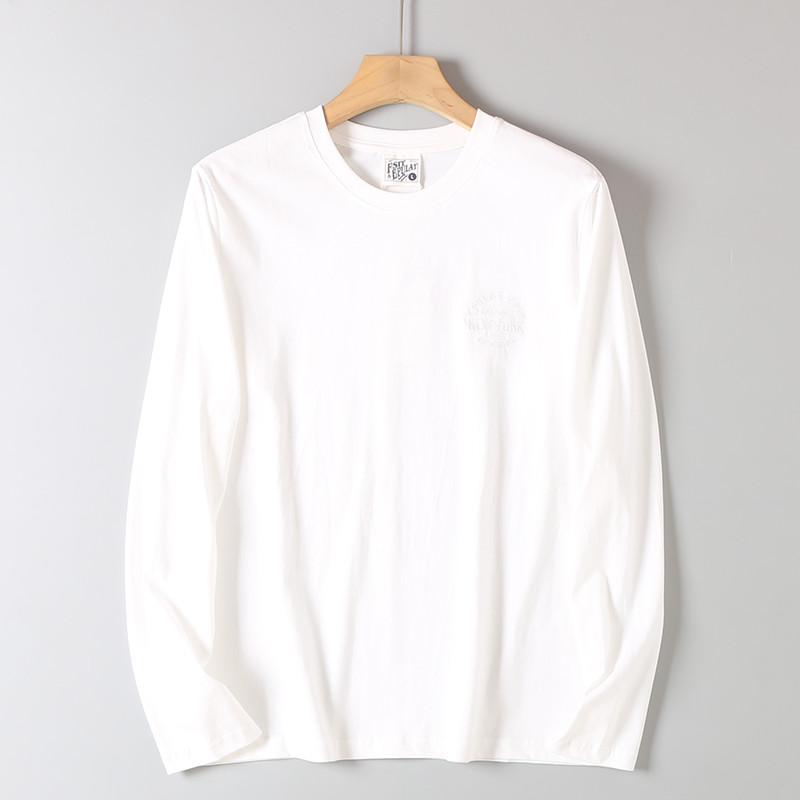 Bordado de letras da indústria pesada!Outono masculino algodão manga comprida camiseta comércio exterior exportação únic