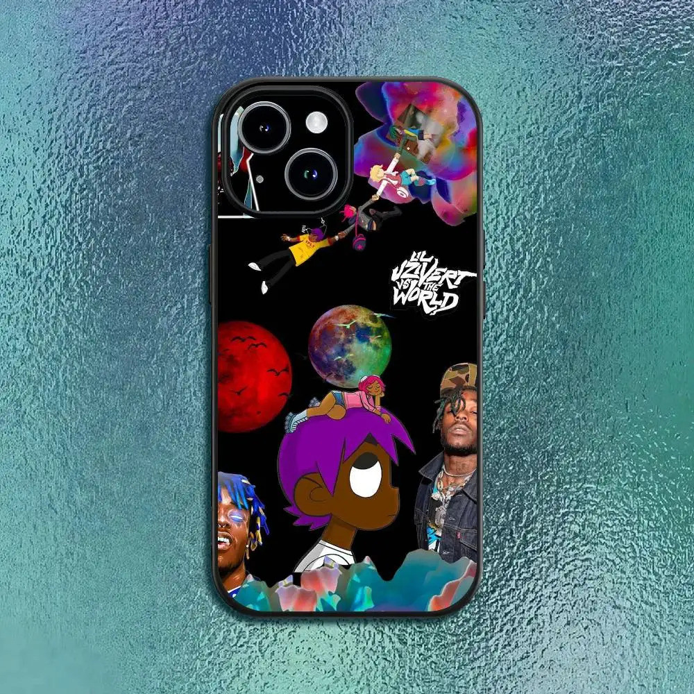 Capa de Telefone TP-2 Rapper L-Lil U-Uzi V-Vert para iPhone 12 13 14 15 16 17 Pro Max Plus, Preta Clássica, Capa Macia