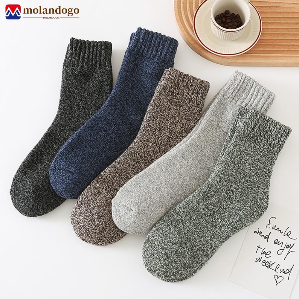 Milandogo 1 Par De Meias Masculinas De Cano Médio Outono Inverno Espessadas De Lã Quente Confortáveis Respiráveis Resist