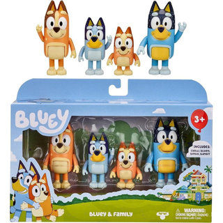 Conjunto Blue Family de 4 peças, brinquedos de personagens resistentes e móveis, inclui as bonecas Bingo e Pepper, prese