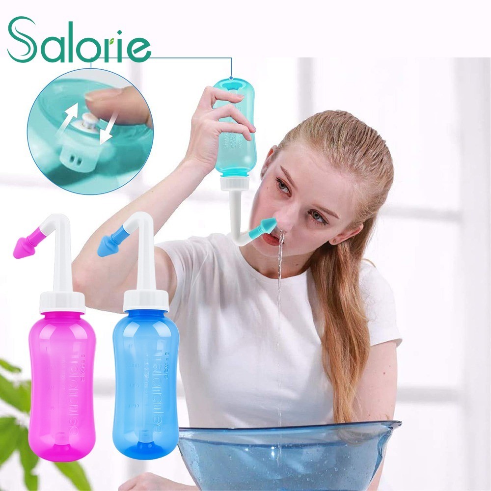 300/500ml Lavagem De Nariz Neti Pote Sinus Limpador Com Sal De Fisiológica Para Adulto Criança Kit