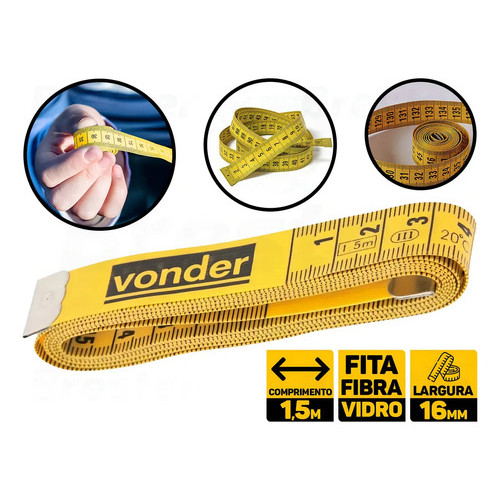 Fita Métrica Vonder 1,5m Retrátil Compacta para Medição Precisa Costura e Artesanato