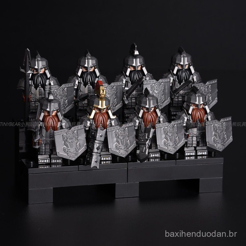 Novos brinquedos educativos nacionais: O Senhor dos Anéis, Hobbit, Anão, Pé-de-Ferro, Dain, Soldado Medieval, brinquedos