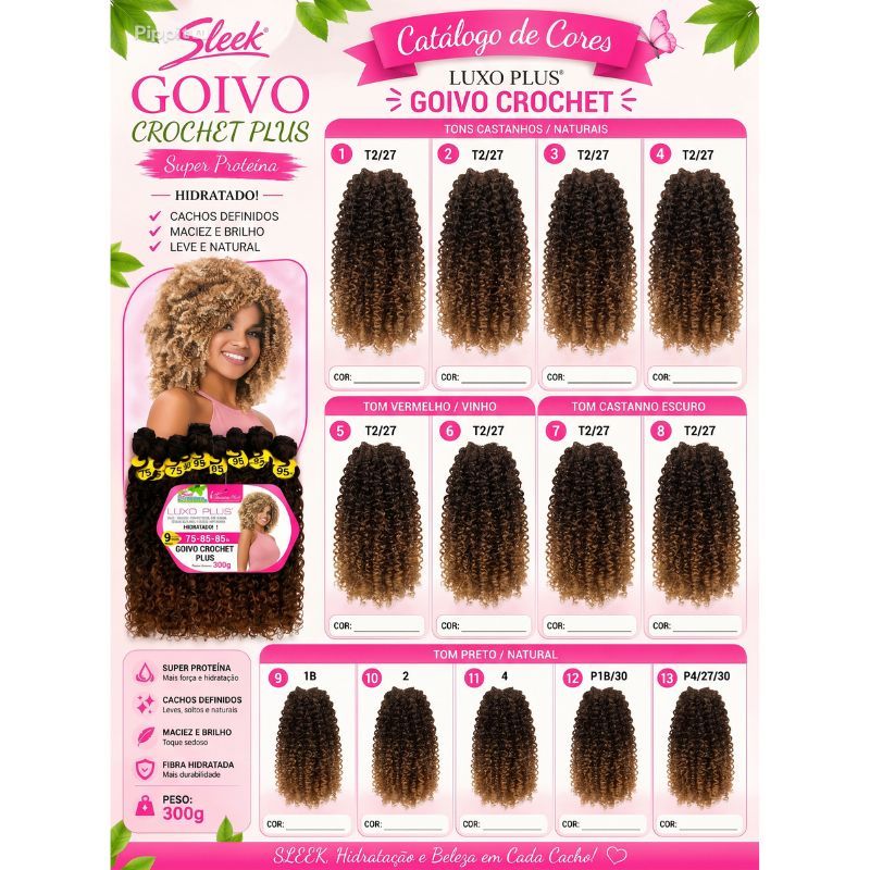 Cabelo Cacheado Goivo Crochet Plus 60cm 300g  Bio Orgânico