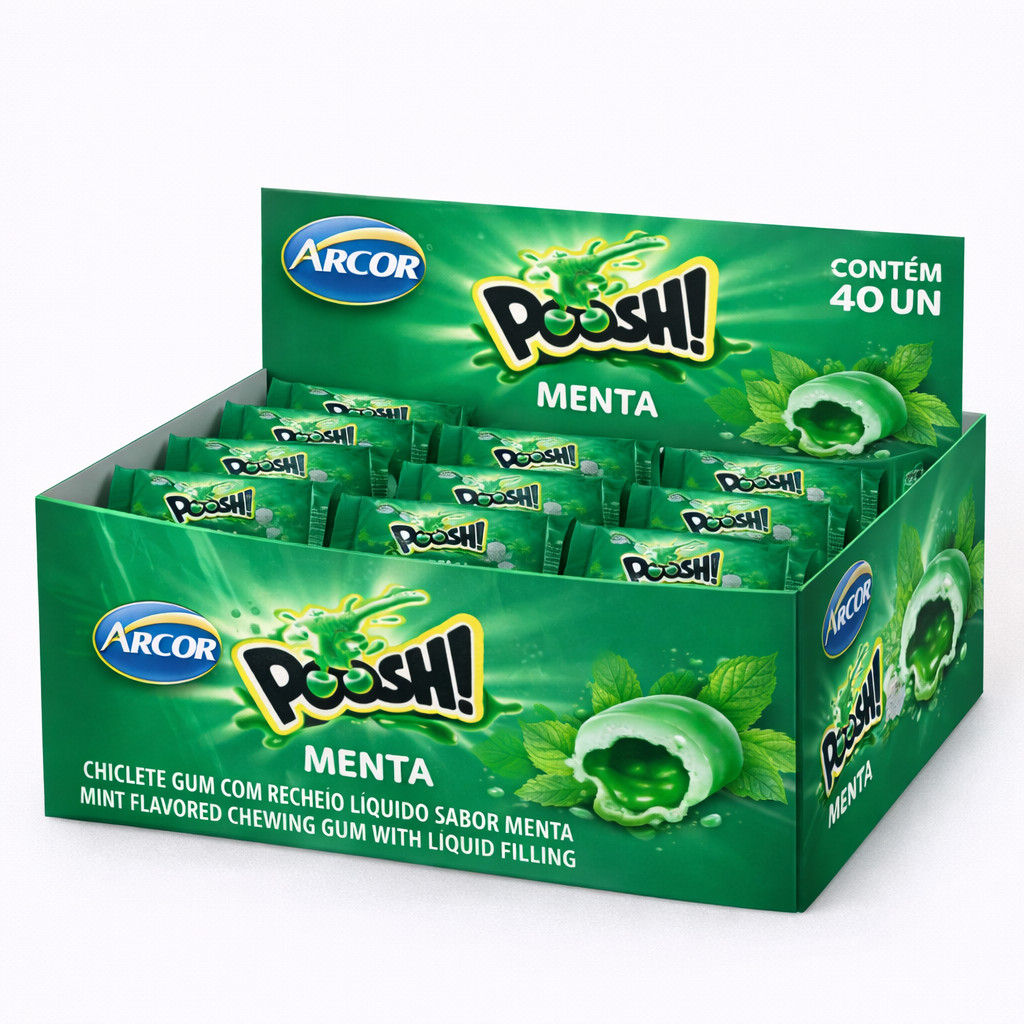 Chiclete Poosh Menta - 40 Unidades