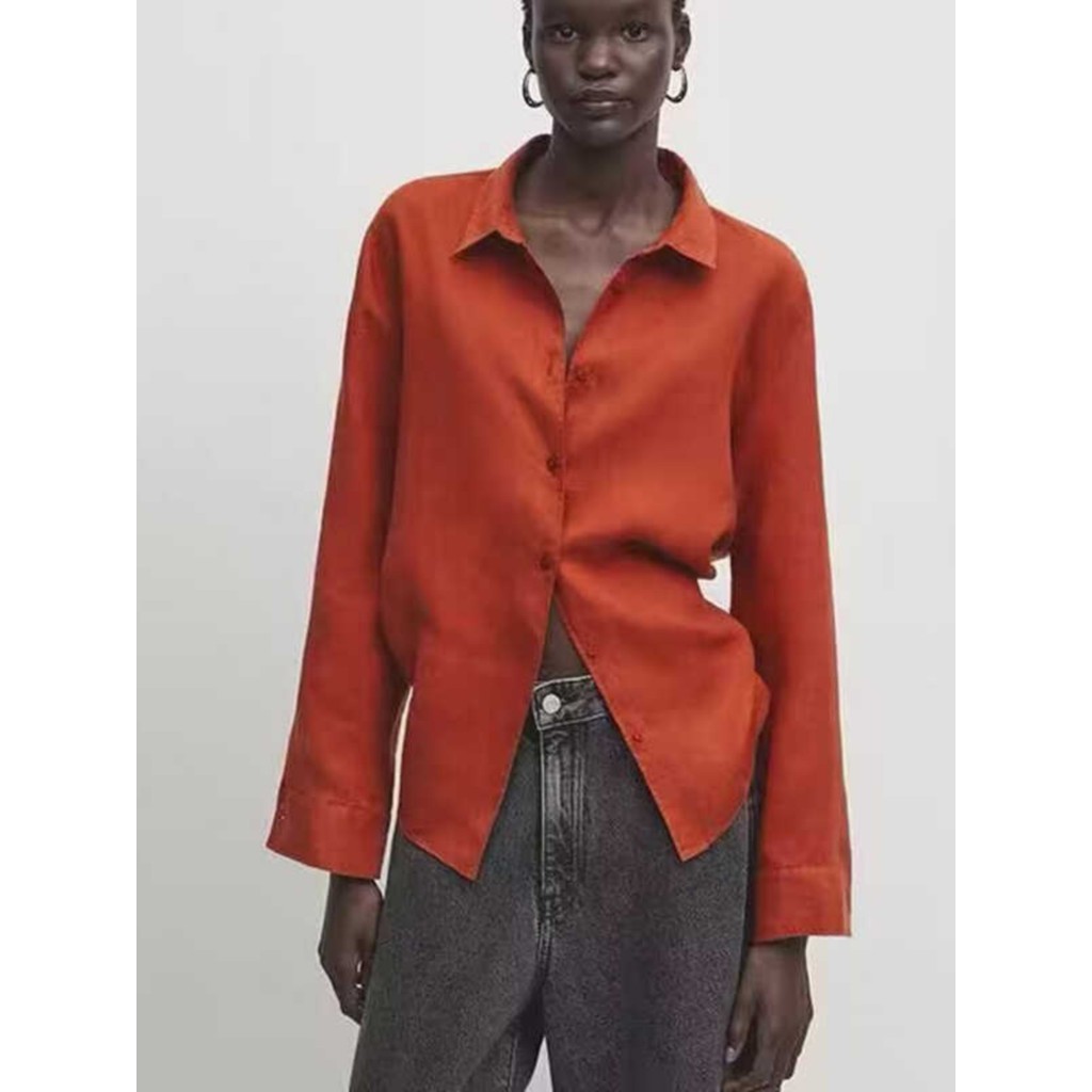 MD Camisa de linho de algodão feminina francesa retrô elegante estilo viajante confortável camisa de manga comprida de l