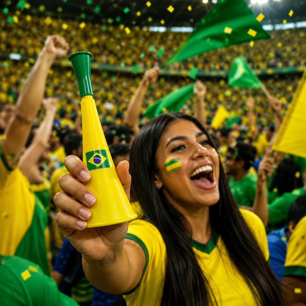Corneta Vuvuzela do Brasil Buzina Verde e Amarelo Festa Brasil