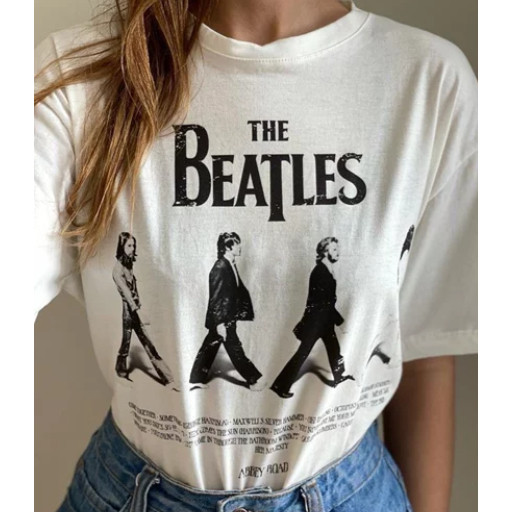 [Camiseta Premium em Algodão Puro]SISI Camiseta Feminina The Beatles Os Beatles Capa Do Disco Abbey Road