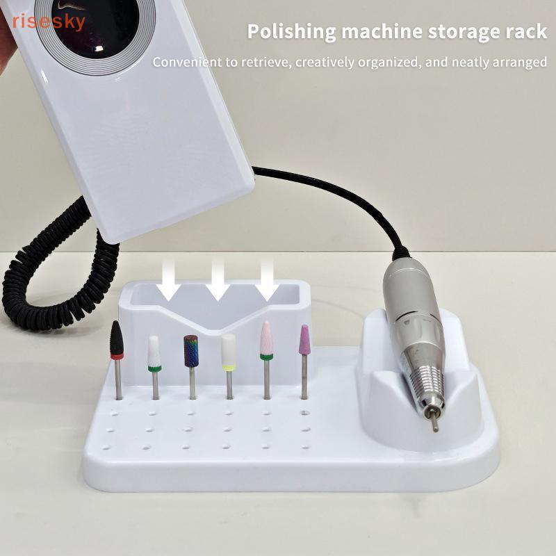 [risesky] Máquina De Perfuração De Unhas , Suporte De Bits , Display Para Treinamento Acessórios De Arte Ferramentas De