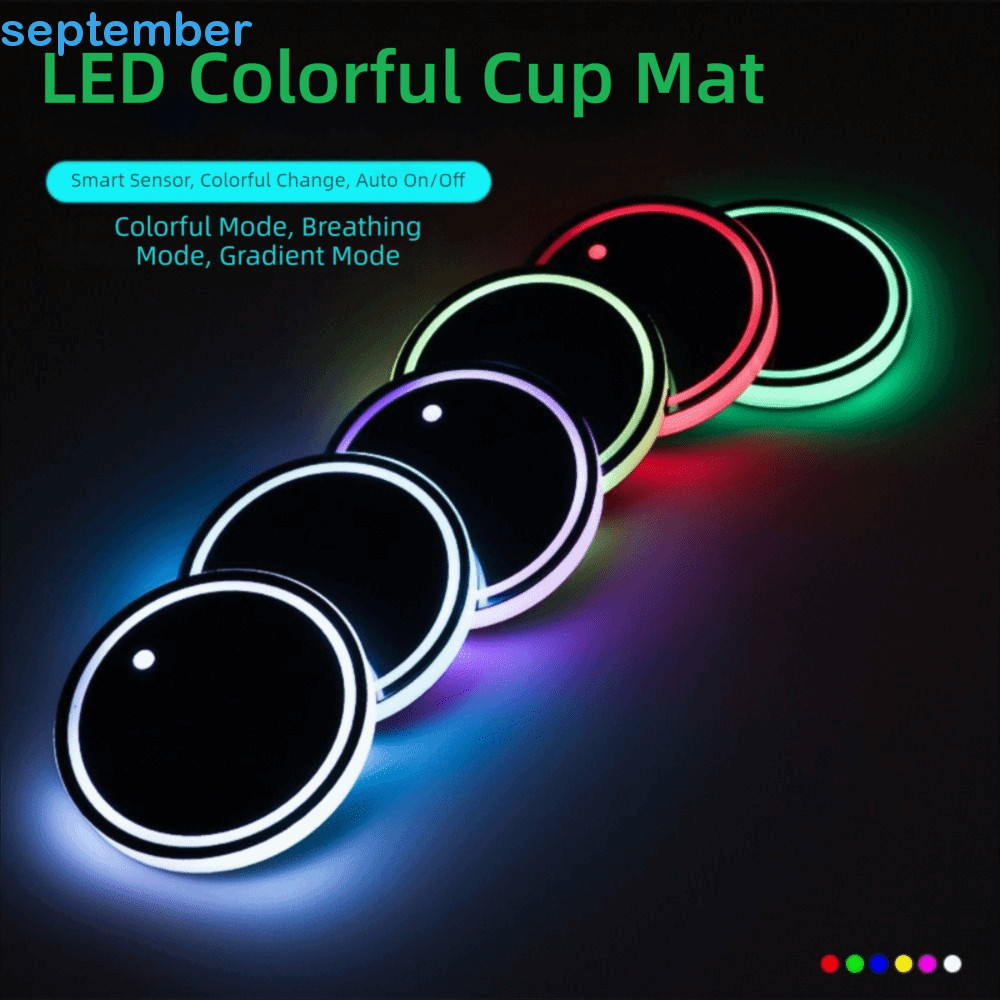 Bandeja De Copo Iluminada Por LED SEPTEMBERB , Suporte Colorido Com Sensor De Luz Que Muda De 7 Cores , Antiderrapante