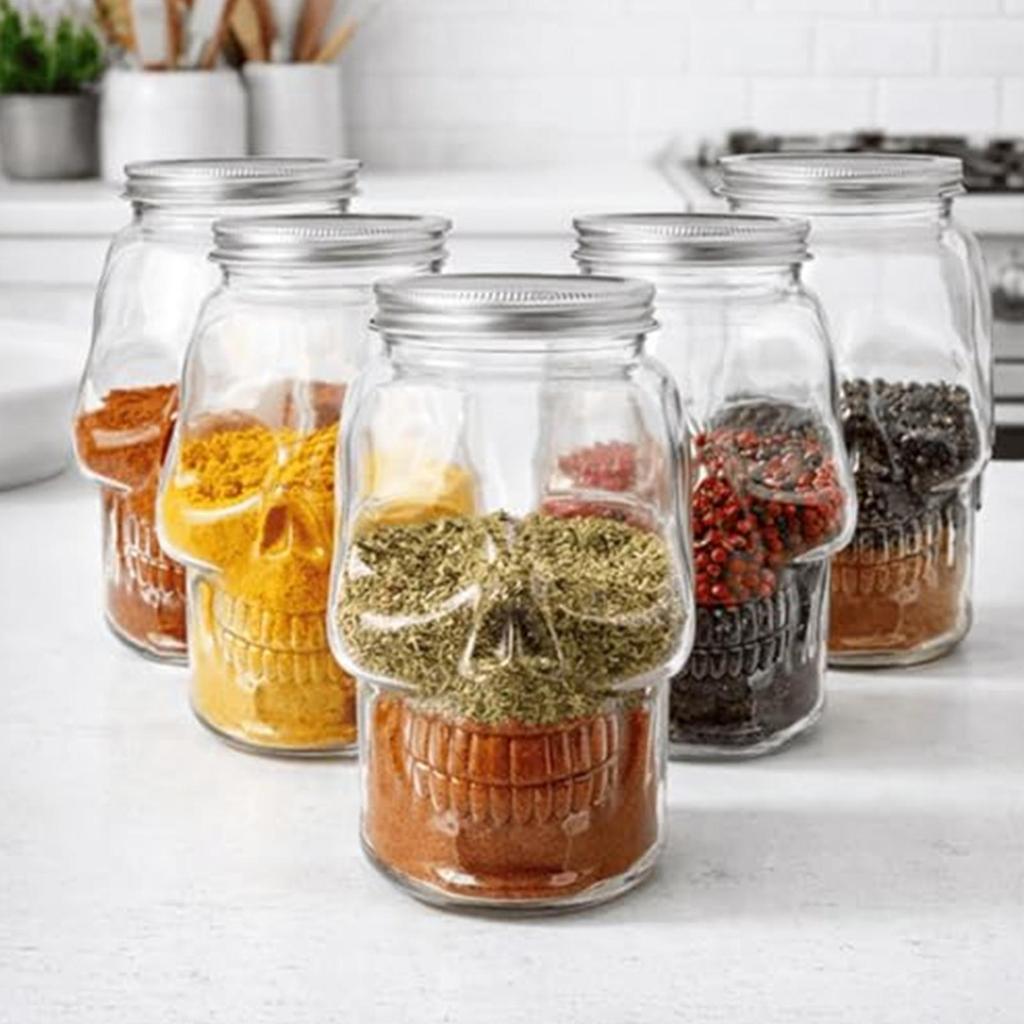 Garrafa De Bebidas Em Formato De Caveira , 500ml/800ml , Decoração Assustadora Reutilizável Com Tampa , Recipiente De Sa