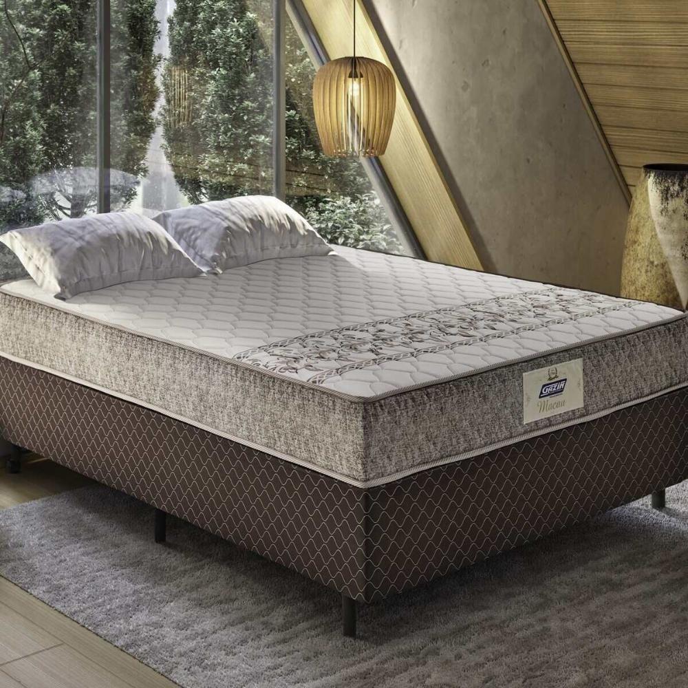 Cama Box Conjugado Casal Com Colchão 138x59x188 Macau Gazin Cr35359 Marrom