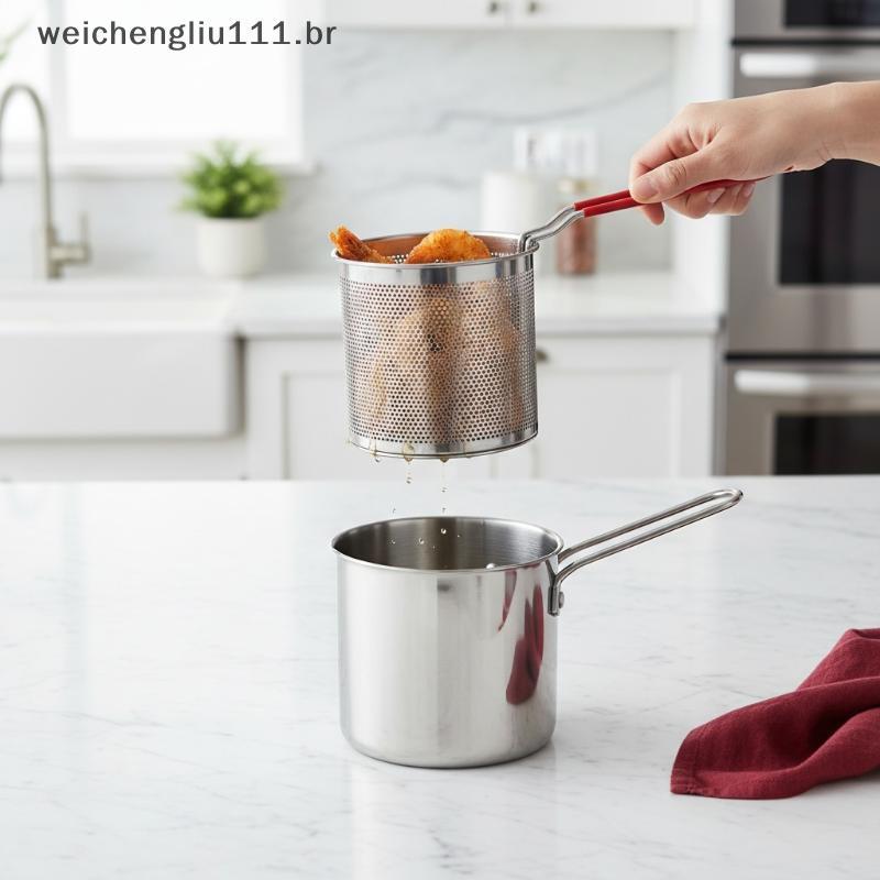 # weicheng 304 Fritadeiras De Aço Inoxidável Pote Universal Com Filtro Fritadeira Cozinha Panela De Poupança Malha Frita