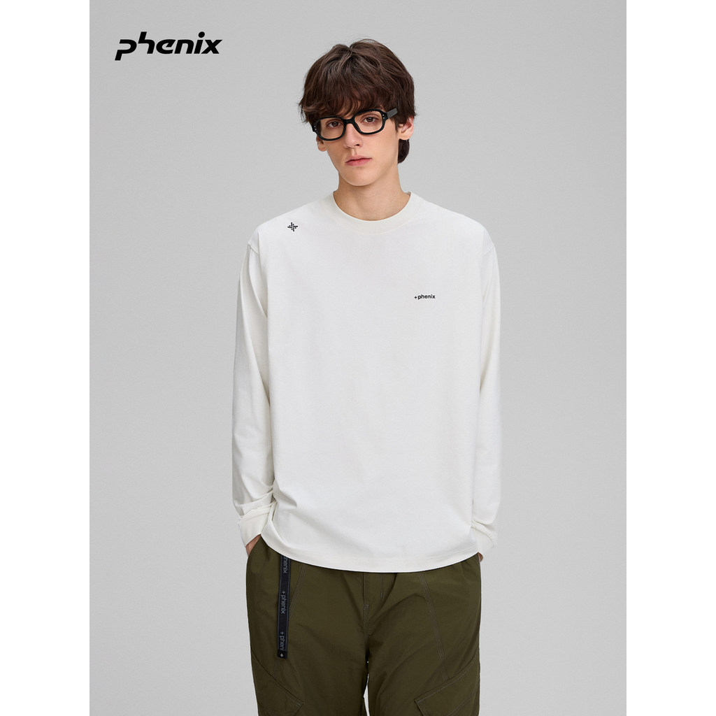 +fenix Phoenix Camiseta masculina de manga comprida de malha ao ar livre 2025FW outono simples protetor solar absorvente