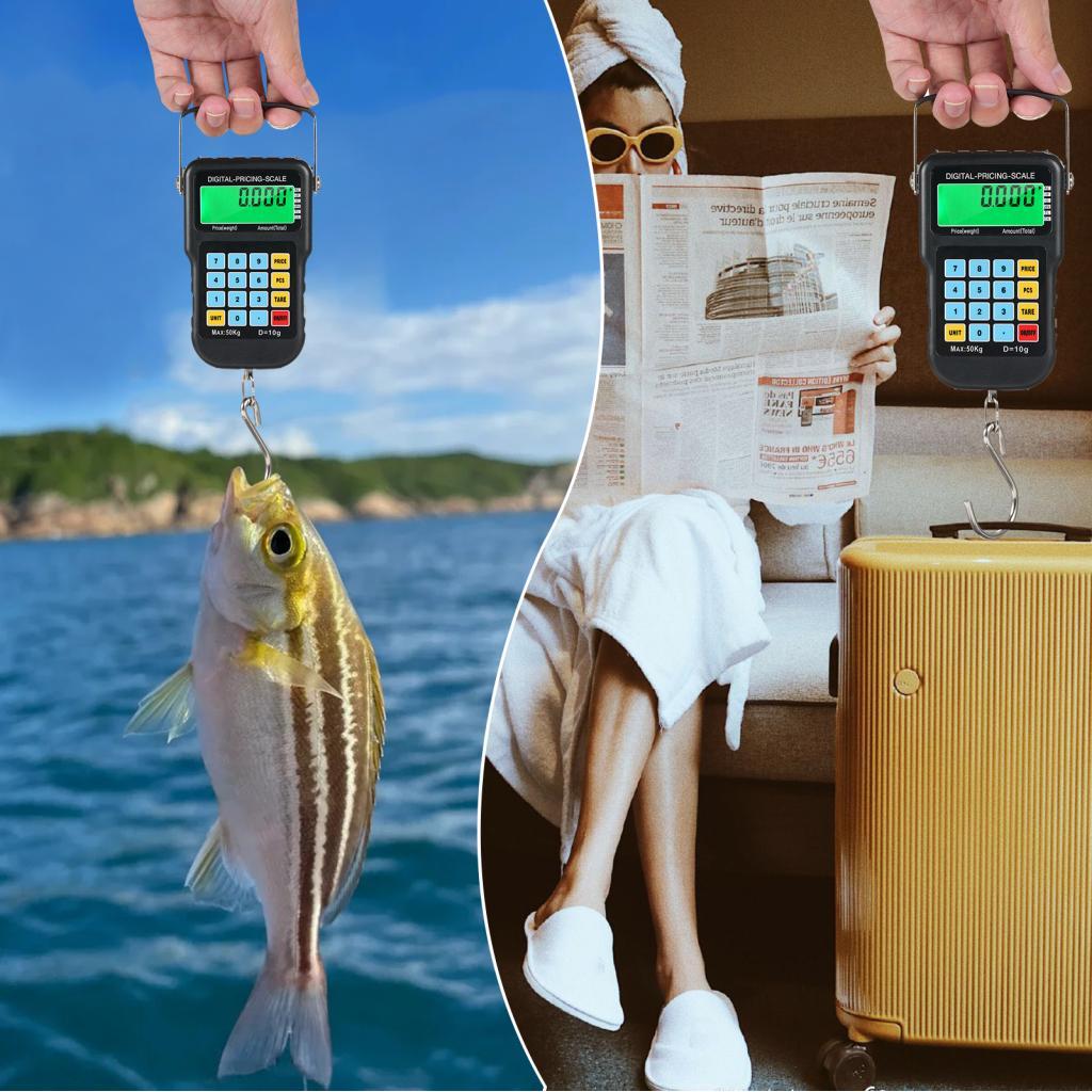 Balança eletrônica Gancho SIUKE 110lb / 50kg Balança de peixe retroiluminada LCD Balança de pesca digital portátil