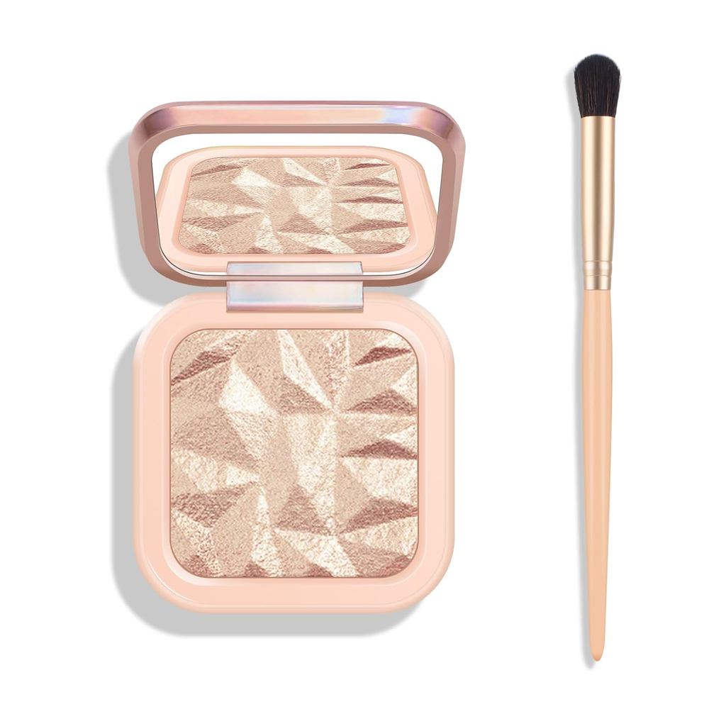 Paleta de Iluminador Facial KYDA, Paleta de Iluminador Facial de Alto Brilho, Acabamento Radiante, Pó Cozido com Brilho