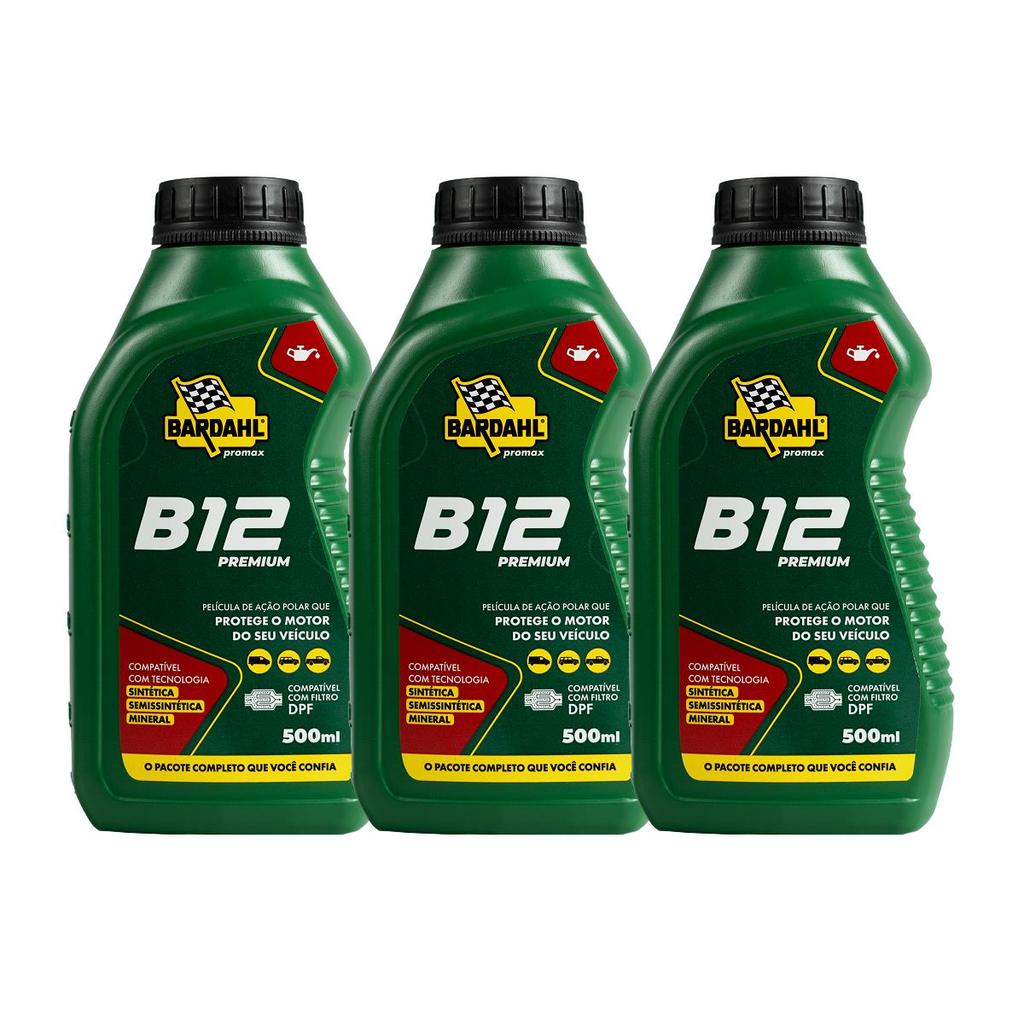 Aditivo Óleo Motor Bardahl B12 Premium 500ml Kit 3 Un.