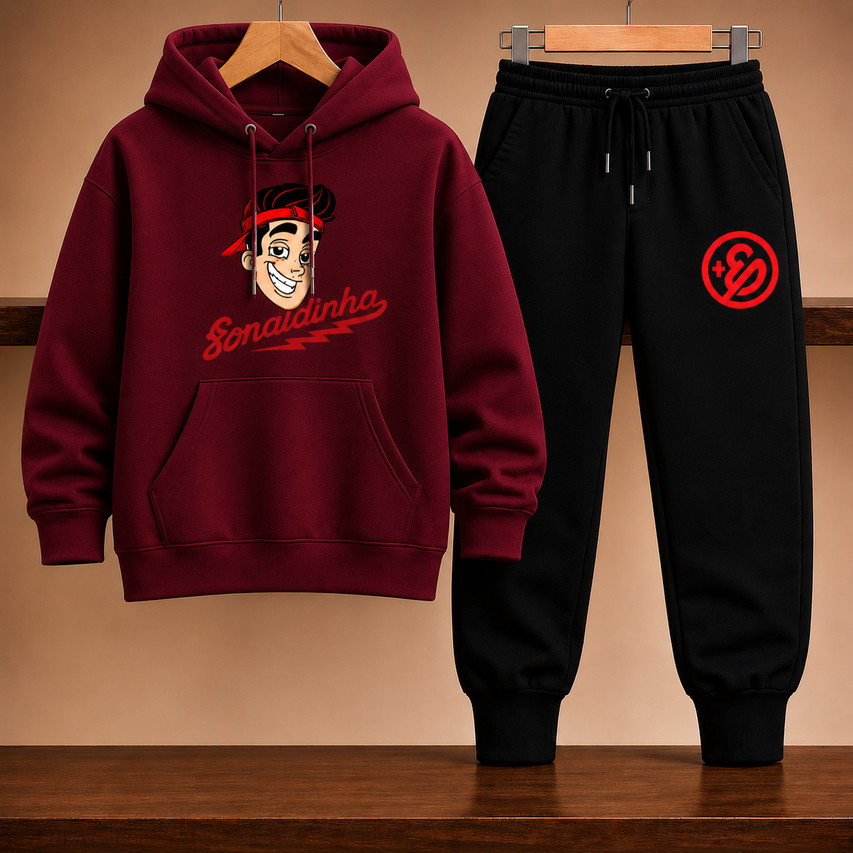 kit Conjunto Moletom Infantil Blusa de Frio Flanelado calça inverno outono unissexy