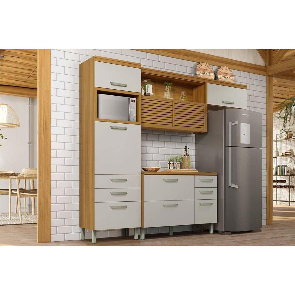 Cozinha Modulada Completa Princesa 3 Peças (1Aéreo+1Balcão+1Paneleiro) C3P20 Freijo/Off White - Nesher
