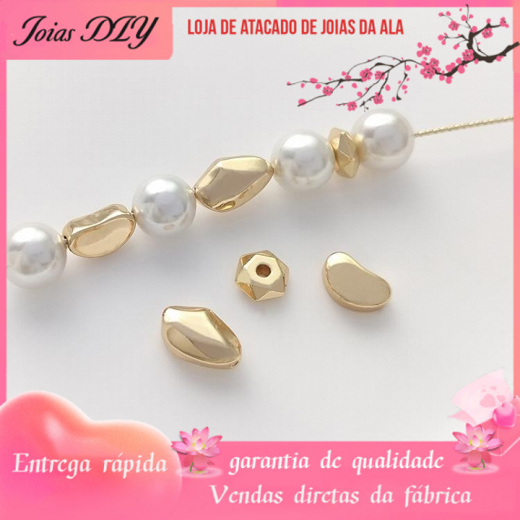 Preservação de cor 14K banhado a ouro contas de pedra facetada ervilha espaçador contas hexagrama espaçador DIY artesana