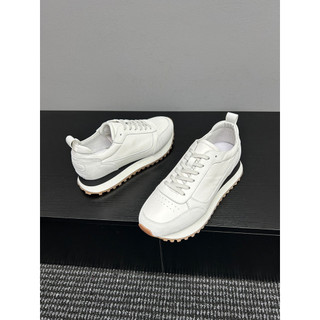 [Baba Xiansen] Tênis masculino leve de sola grossa, calçados esportivos casuais, sapatos brancos de couro genuíno, sapat