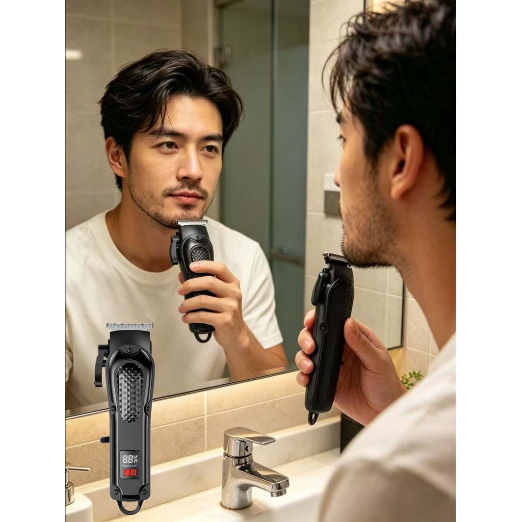 Máquina De Cortar Cabelo Profissional Para Homens Aparador De Barba Com Display LED h Masculino Sem Fio LOJA CANAA