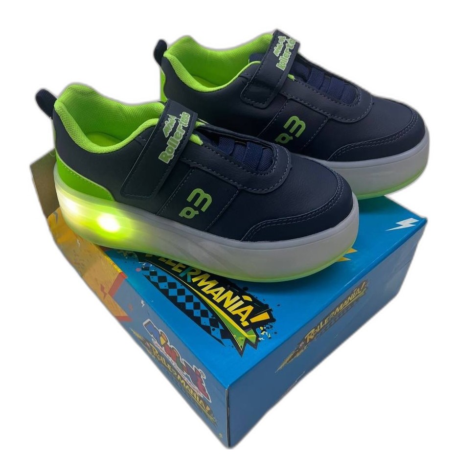 TÊNIS INFANTIL COM LED E 4 RODINHAS REMOVÍVEIS PATINS ROLLER MINI-PÉ
