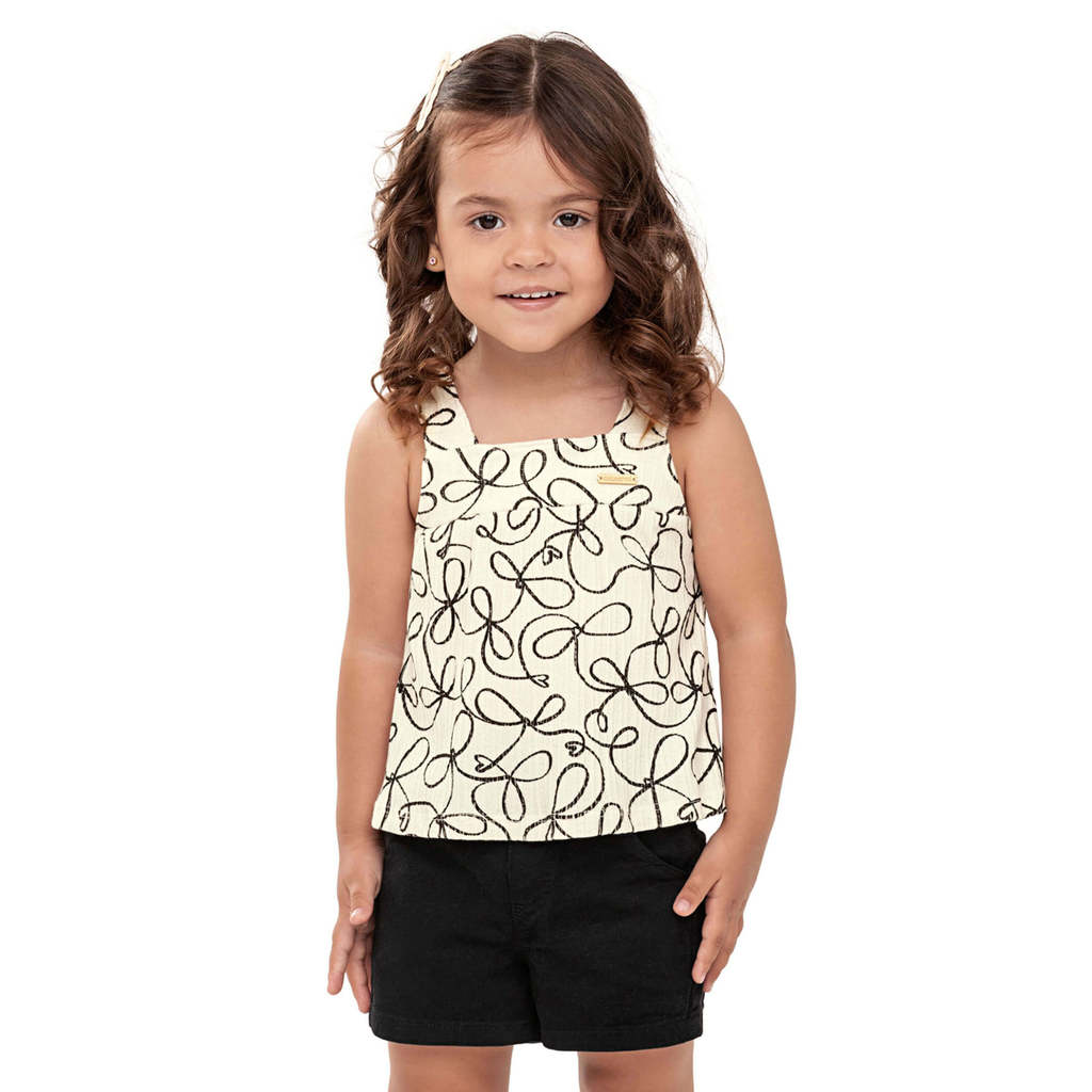Conjunto Infantil Menina Estampa Laços Colorittá Bege