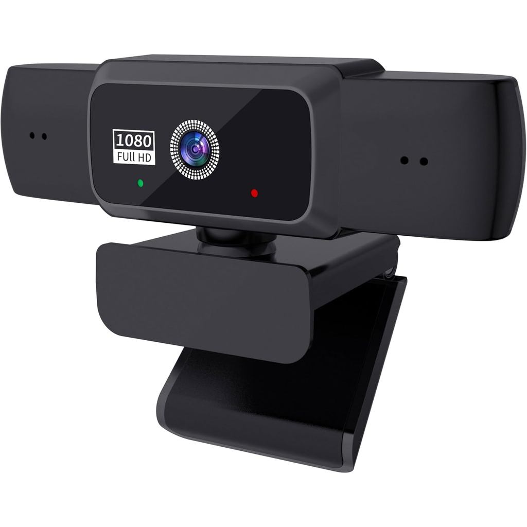 Webcam Hprosper1080P com microfone, cancelamento de ruído, lente grande angular, correção automática de luz, plug & play