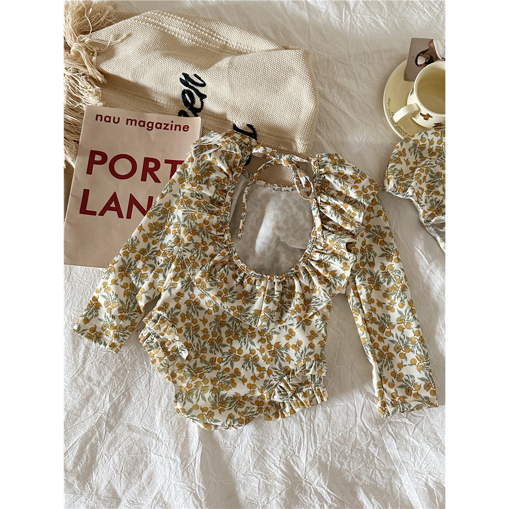 Maiô maiô crianças meninas bebê de uma peça menina princesa bonito férias viagem versão coreana praia maiô flor