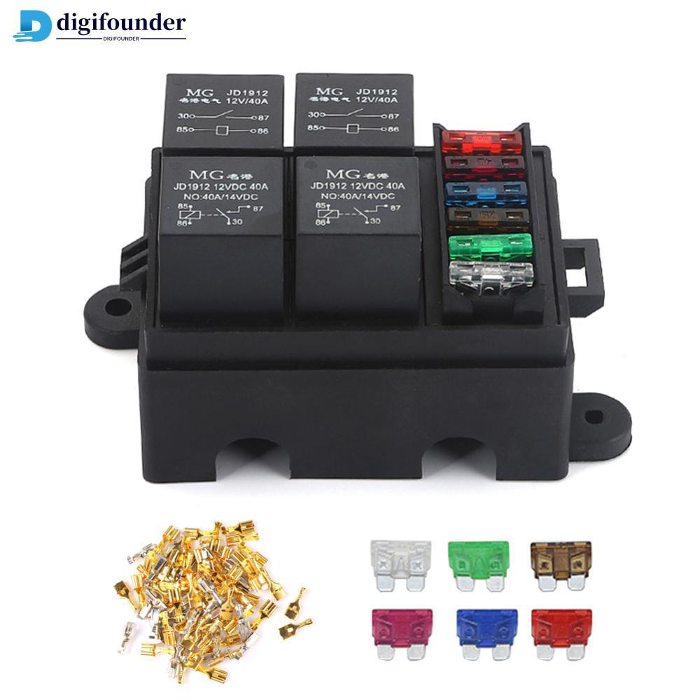 DIGIFOUNDER 4 Suporte De Relé Combinação Gratuita Automóvel Para Carro Caminhão 6Way Fusível Titular Circuito Padrão 12V