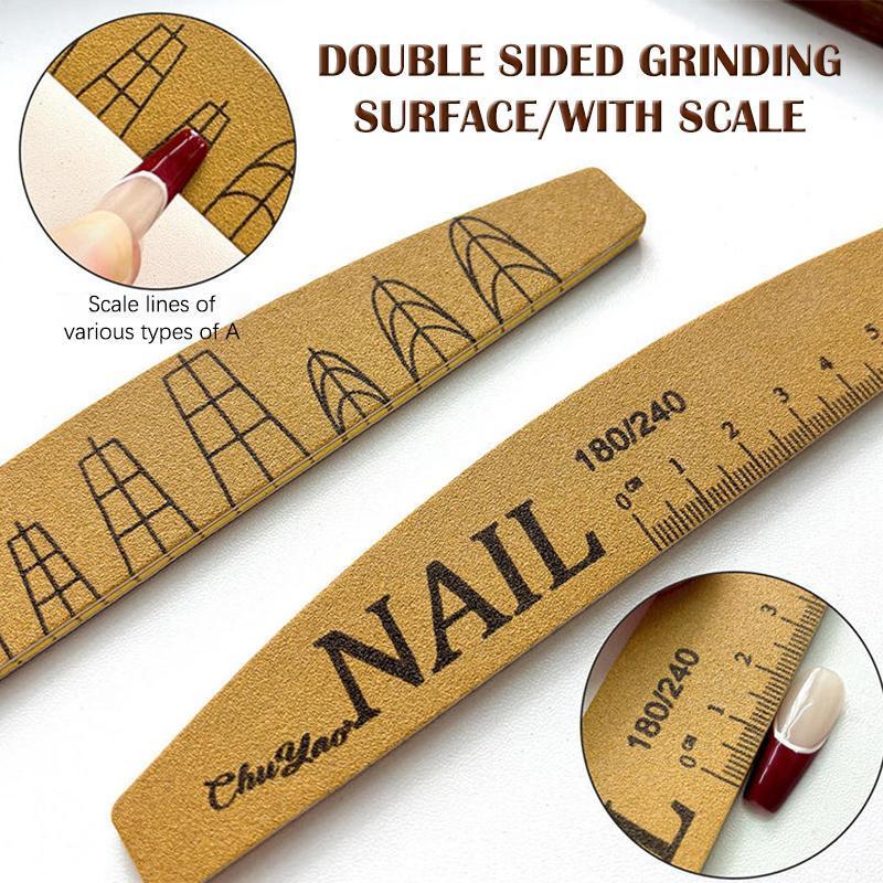Decorador De Lixa Fina Curvada , De Unha Com Escala , 10 Peças , Placas De Esmeril Pa , Amortecedor Para Viagens , Manic
